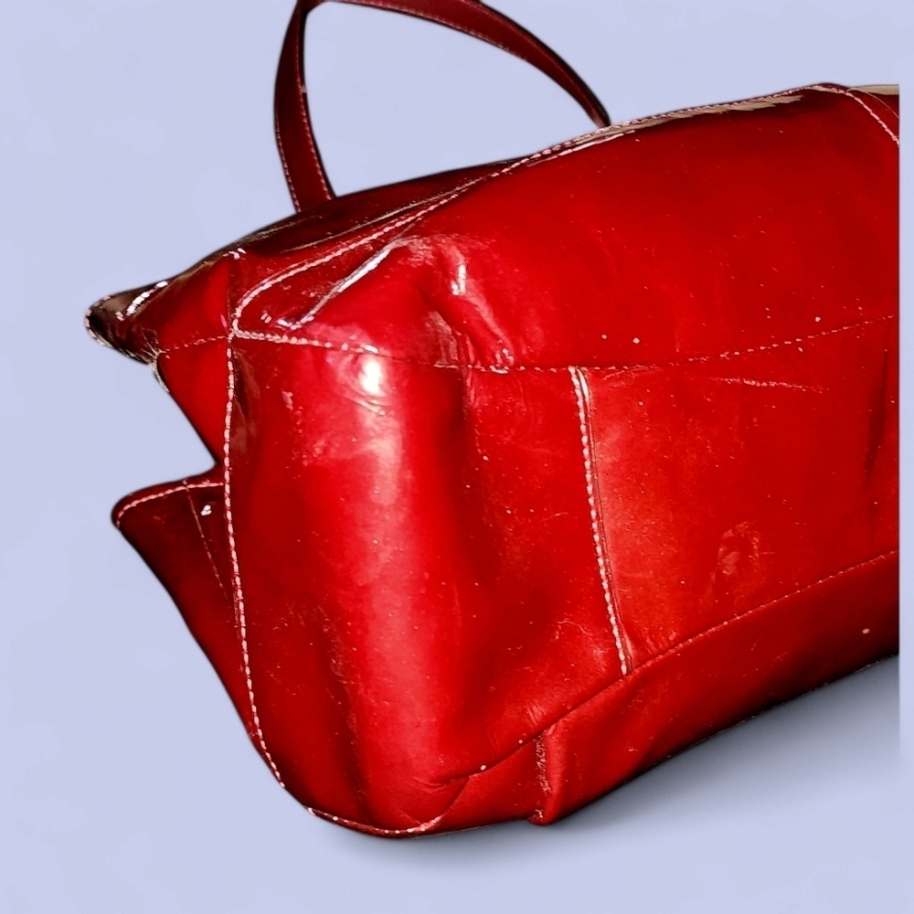 Coach Patent Leather Chelsea Jayden East- West Handbag Carryall Bag 17855 Wine - Picture 5 of 12